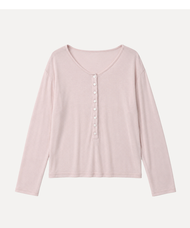 ディープVネックヘンリーネックTシャツ
