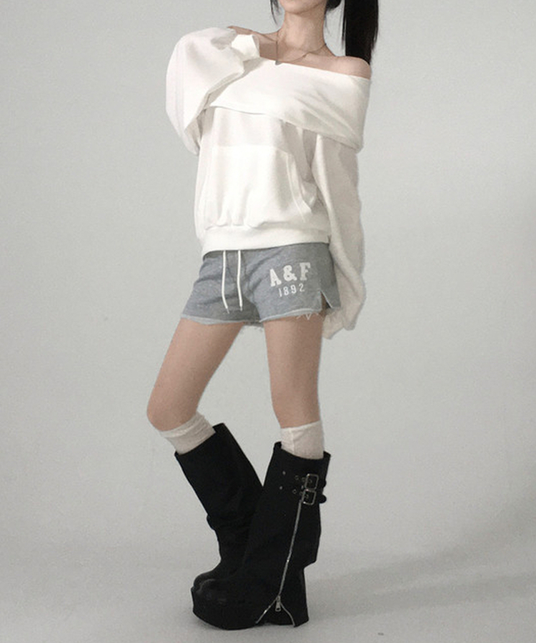 2wayオフショルダーフードスウェット IVORY