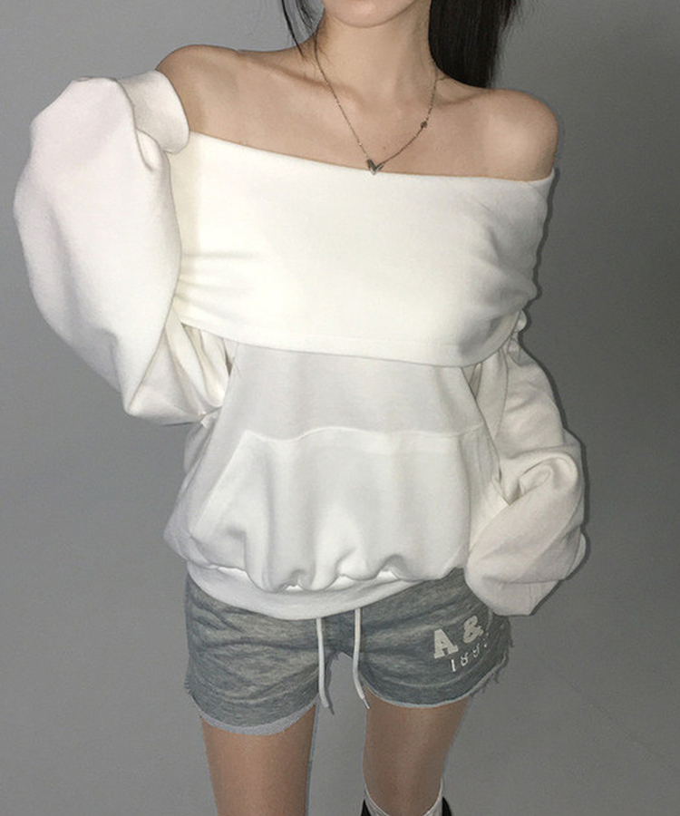 2wayオフショルダーフードスウェット IVORY