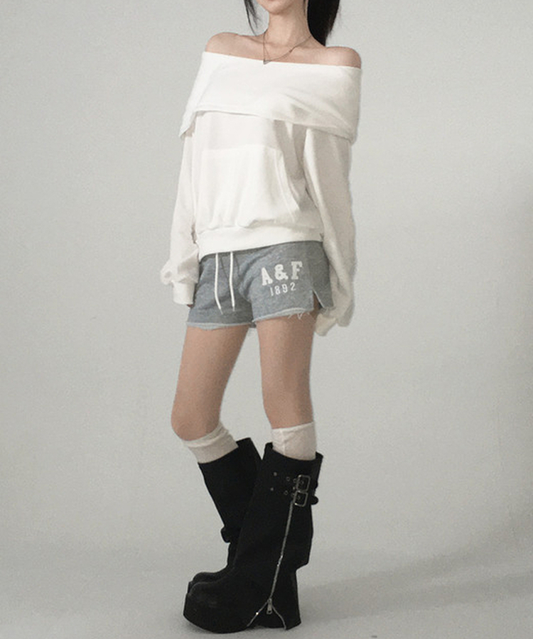 ナンバリングウエストゴムショートパンツ GREY