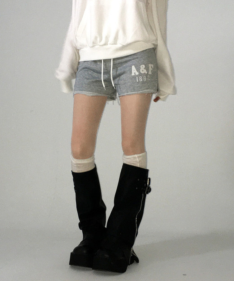ナンバリングウエストゴムショートパンツ GREY