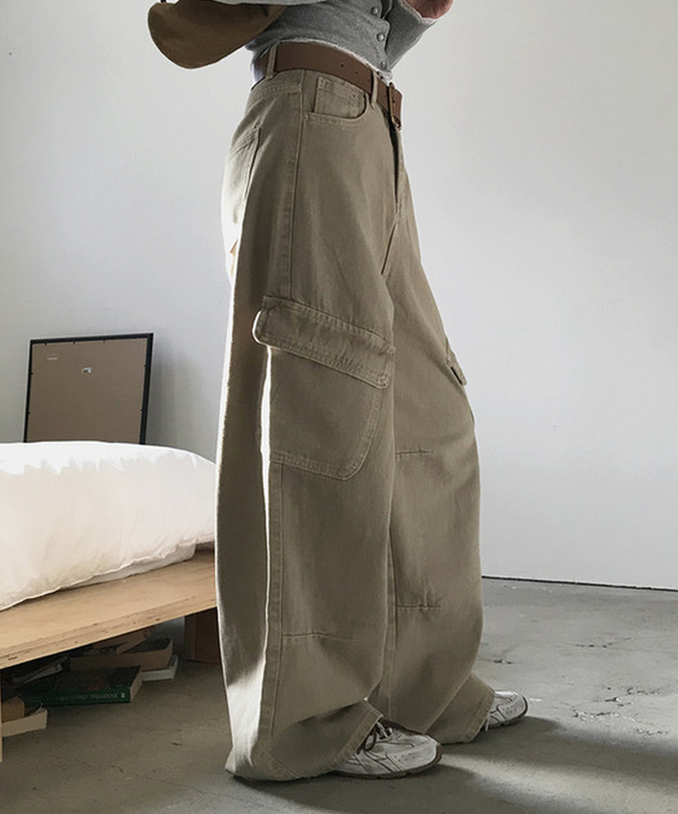 ベーシックワイドカーゴパンツ DEEP BEIGE