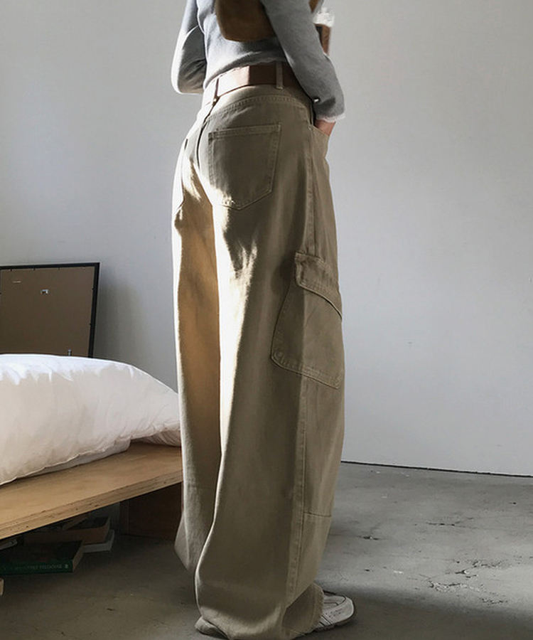 ベーシックワイドカーゴパンツ DEEP BEIGE
