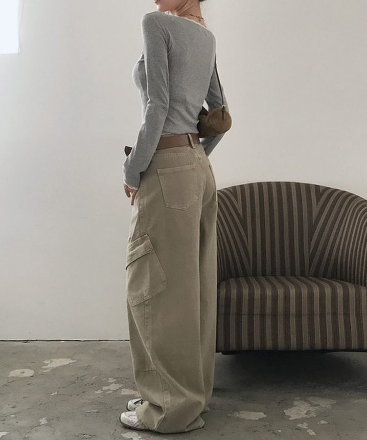 ベーシックワイドカーゴパンツ DEEP BEIGE