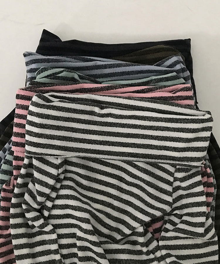 オフショルダーストライプニットTシャツ(6color)