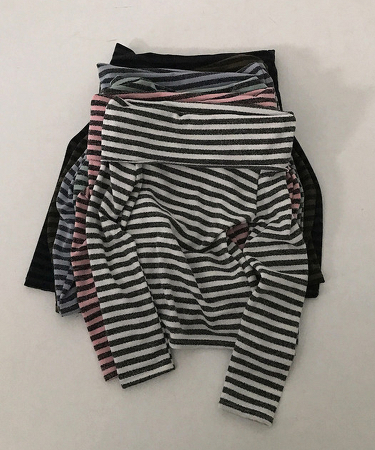 オフショルダーストライプニットTシャツ(6color)