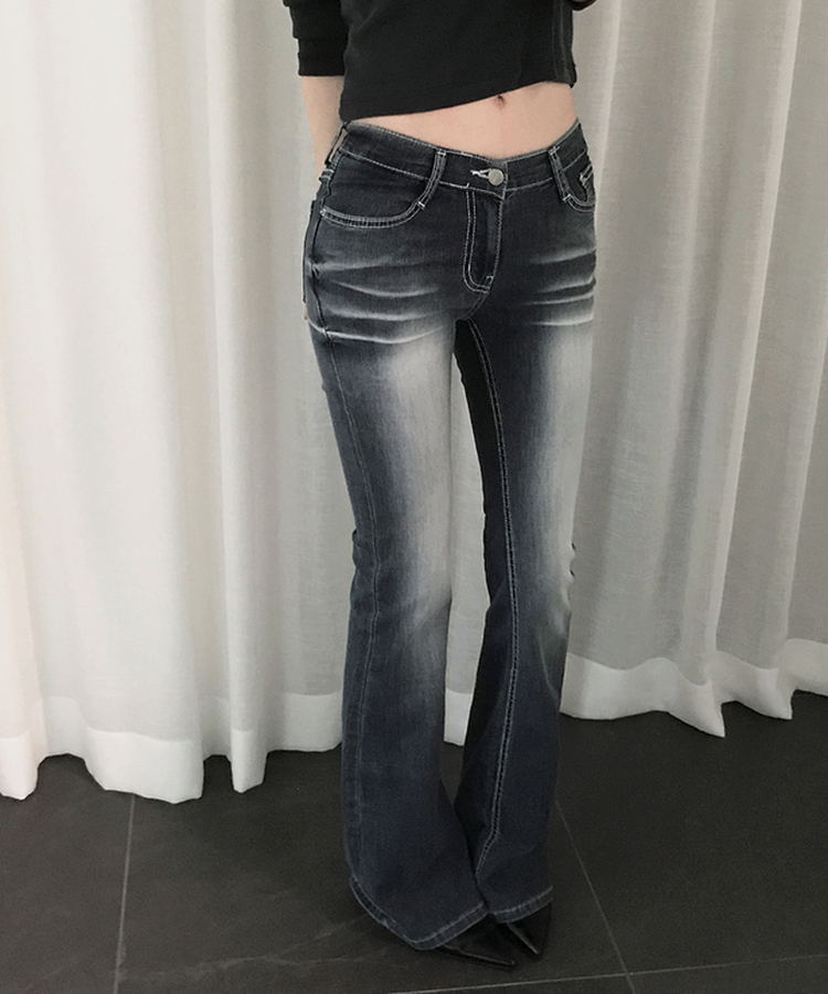 ウォッシングブーツカットデニムパンツ BLUE GRAY