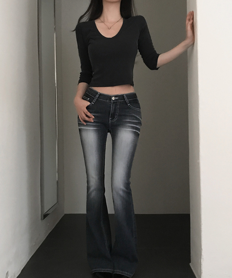 ウォッシングブーツカットデニムパンツ BLUE GRAY