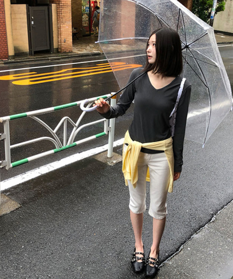 ピグメントVネック長袖Tシャツ CHARCOAL