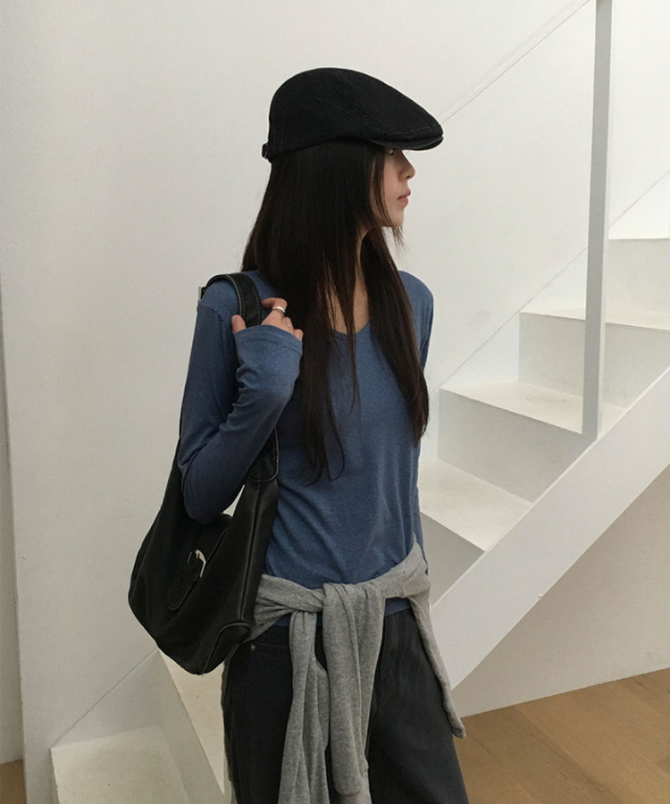 ピグメントVネック長袖Tシャツ BLUE