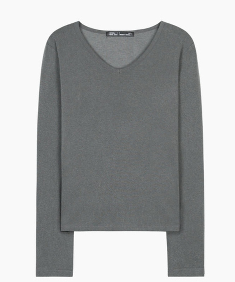 ピグメントVネック長袖Tシャツ