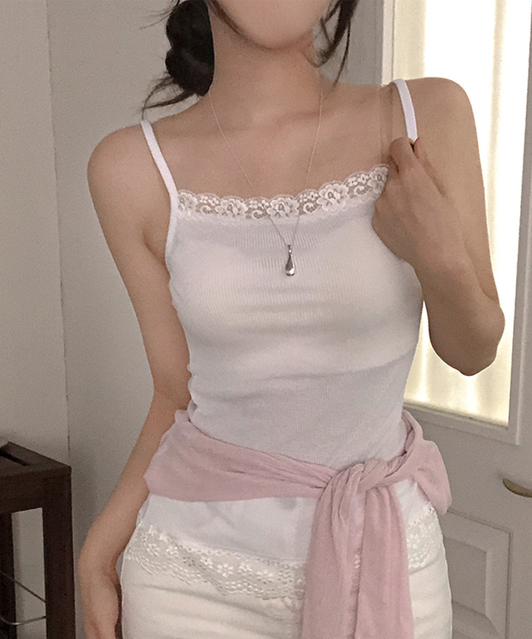 レースレイヤードキャミソール(7color) WHITE