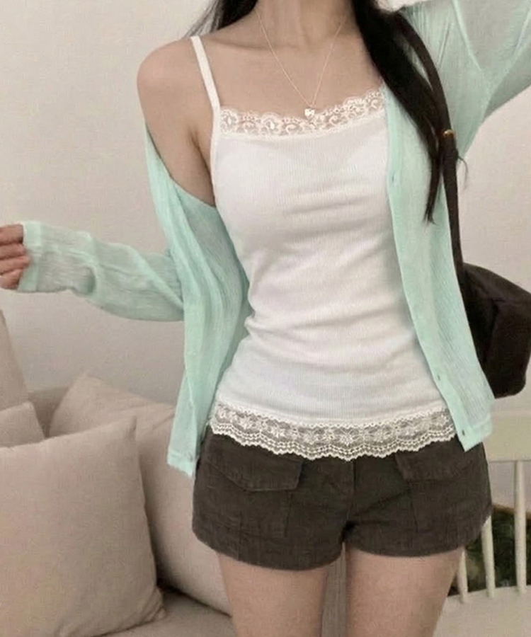 レースレイヤードキャミソール(7color) WHITE