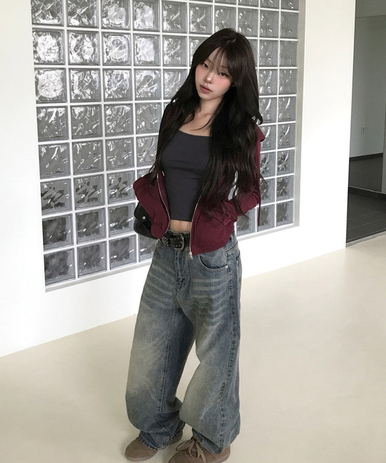 ウォッシングデニムワイドパンツ VINTAGE BLUE