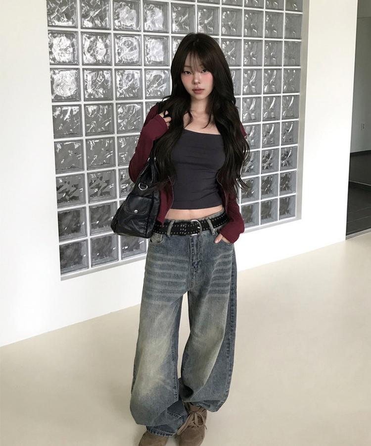 ウォッシングデニムワイドパンツ VINTAGE BLUE