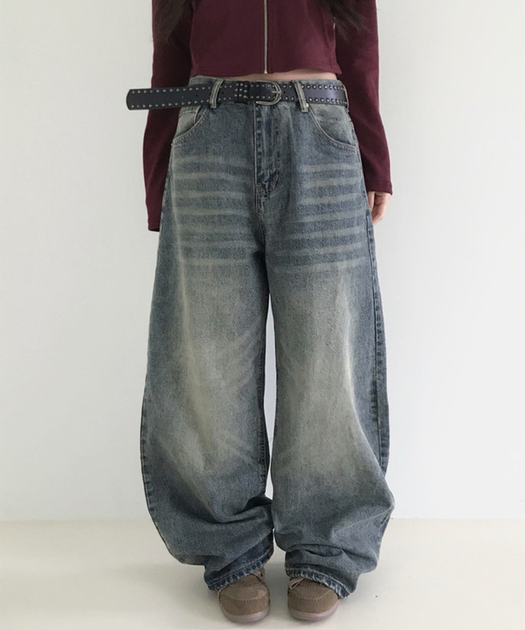 ウォッシングデニムワイドパンツ VINTAGE BLUE
