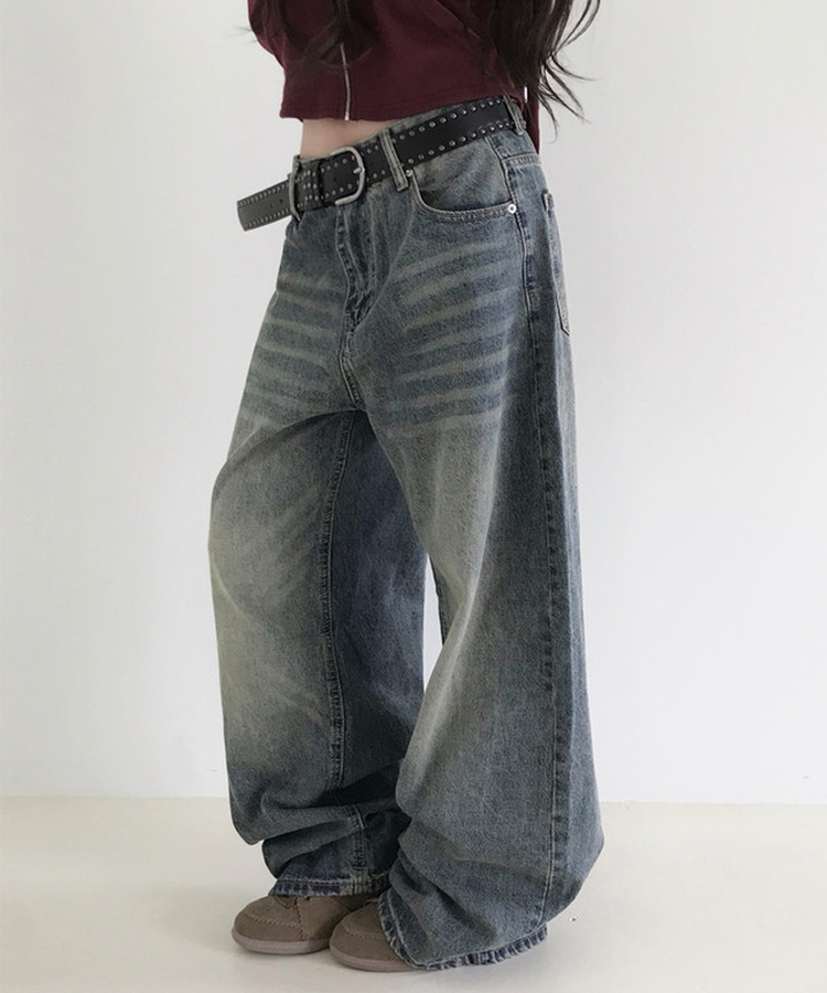 ウォッシングデニムワイドパンツ VINTAGE BLUE