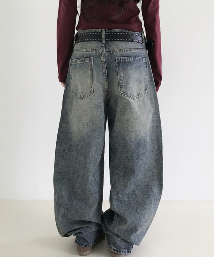 ウォッシングデニムワイドパンツ VINTAGE BLUE