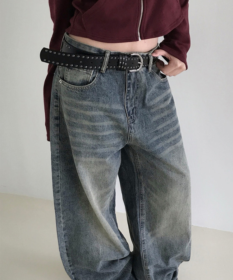 ウォッシングデニムワイドパンツ VINTAGE BLUE
