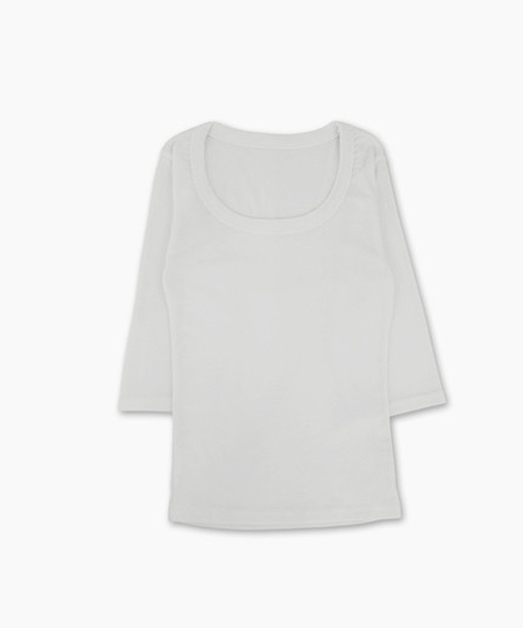 ベーシックUネック七分袖Tシャツ(6color)