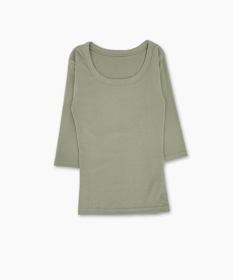 ベーシックUネック七分袖Tシャツ(6color)