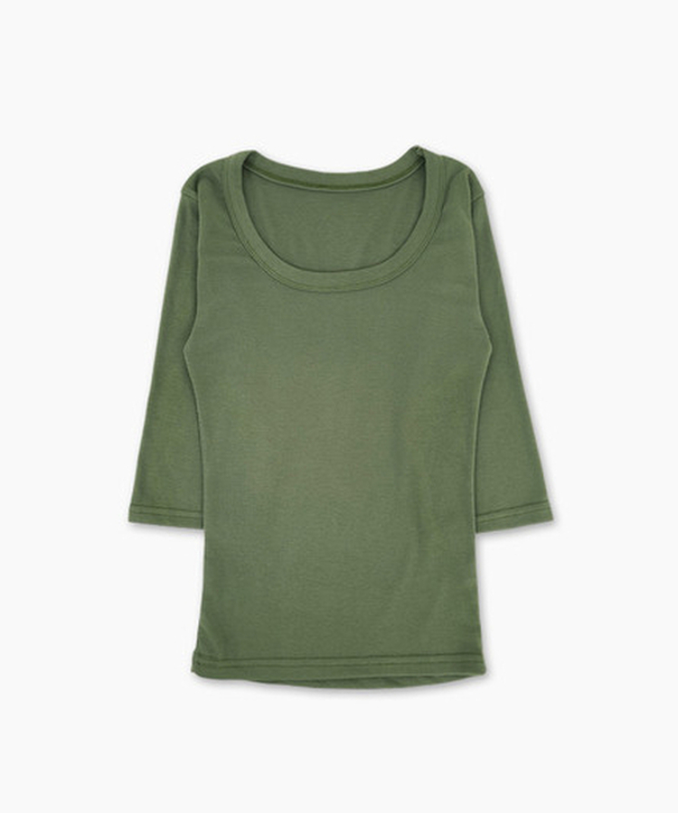 ベーシックUネック七分袖Tシャツ(6color)