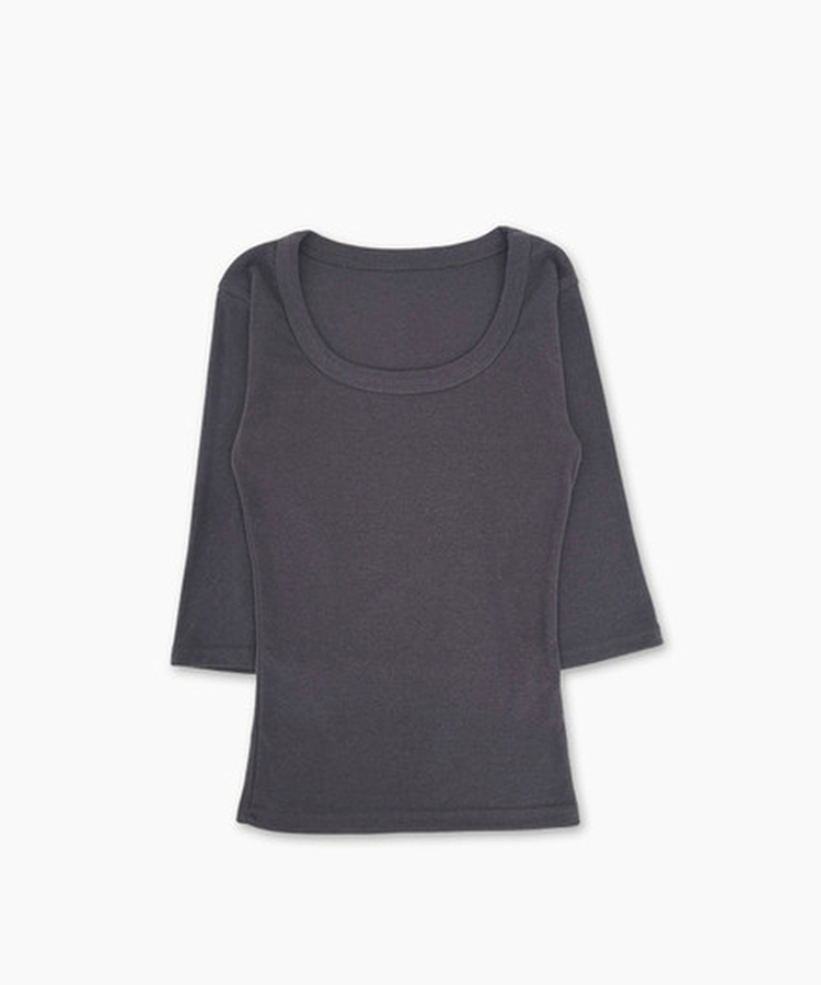 ベーシックUネック七分袖Tシャツ(6color)