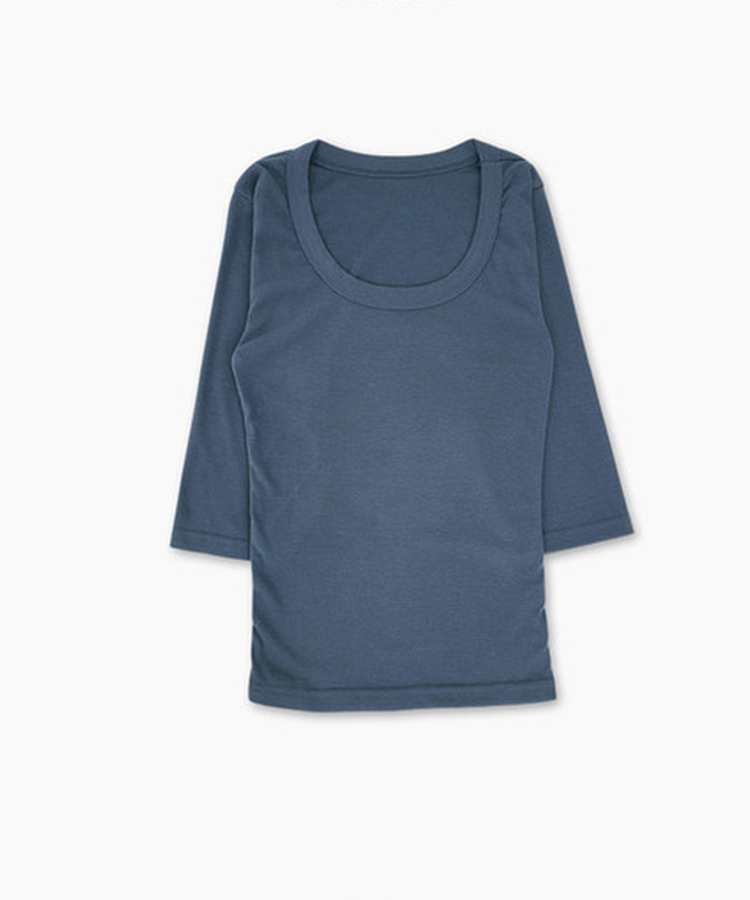 ベーシックUネック七分袖Tシャツ(6color)