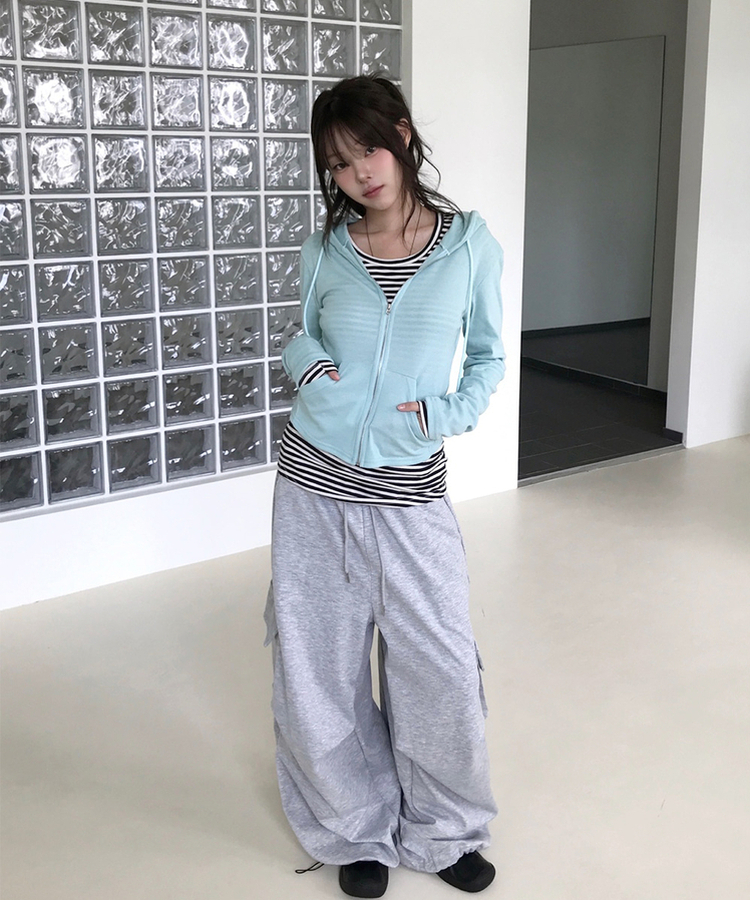 スリムジップアップフードトレーナー(7color) MINT