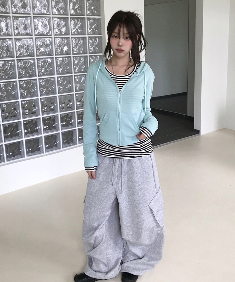 スリムジップアップフードトレーナー(7color) MINT