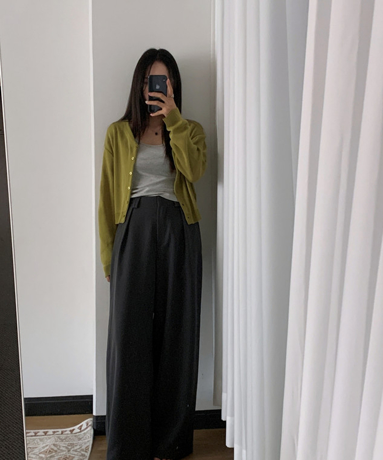 ルーズVネックニットカーディガン(11color) OLIVE