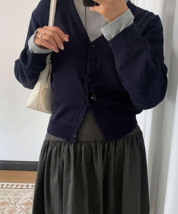 ルーズVネックニットカーディガン(11color) NAVY