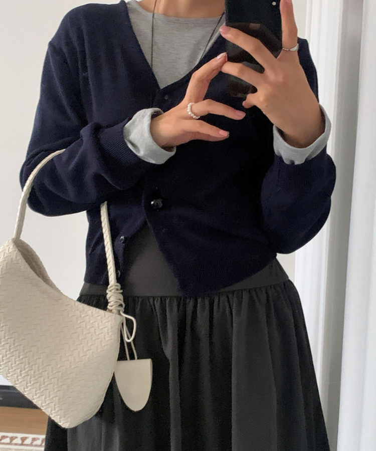 ルーズVネックニットカーディガン(11color) NAVY