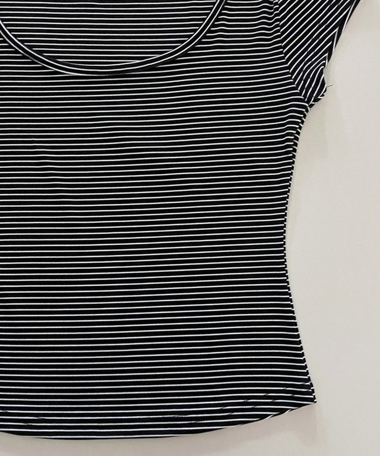 ボーダースリムUネック半袖Tシャツ