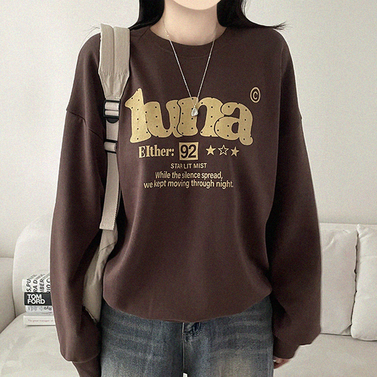 ドットレタープリントオーバーサイズスウェット BROWN