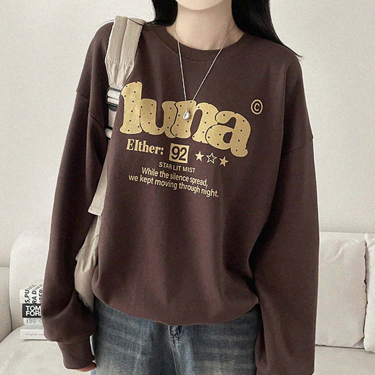 ドットレタープリントオーバーサイズスウェット BROWN