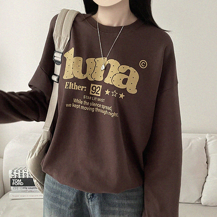 ドットレタープリントオーバーサイズスウェット BROWN