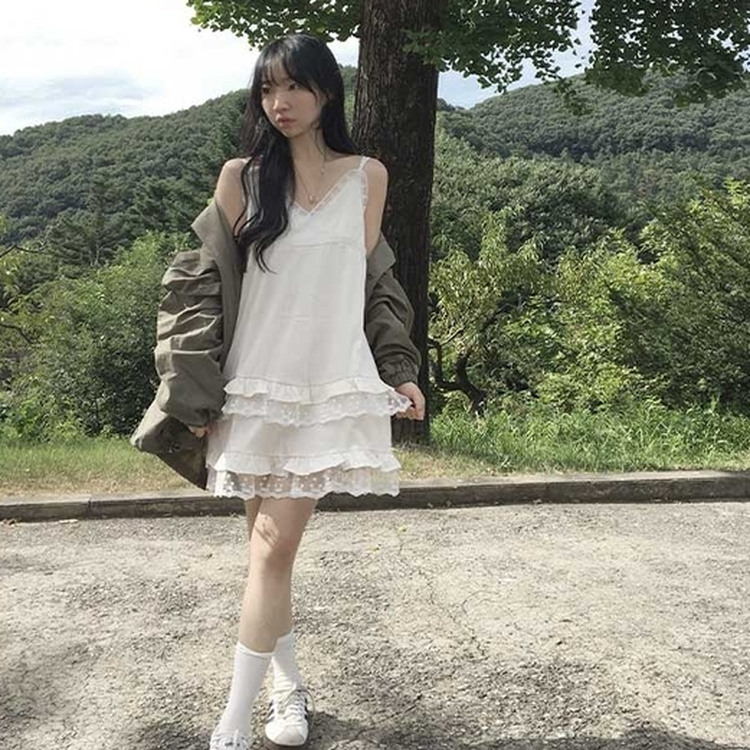レイヤードレースミニワンピース LIGHT BEIGE