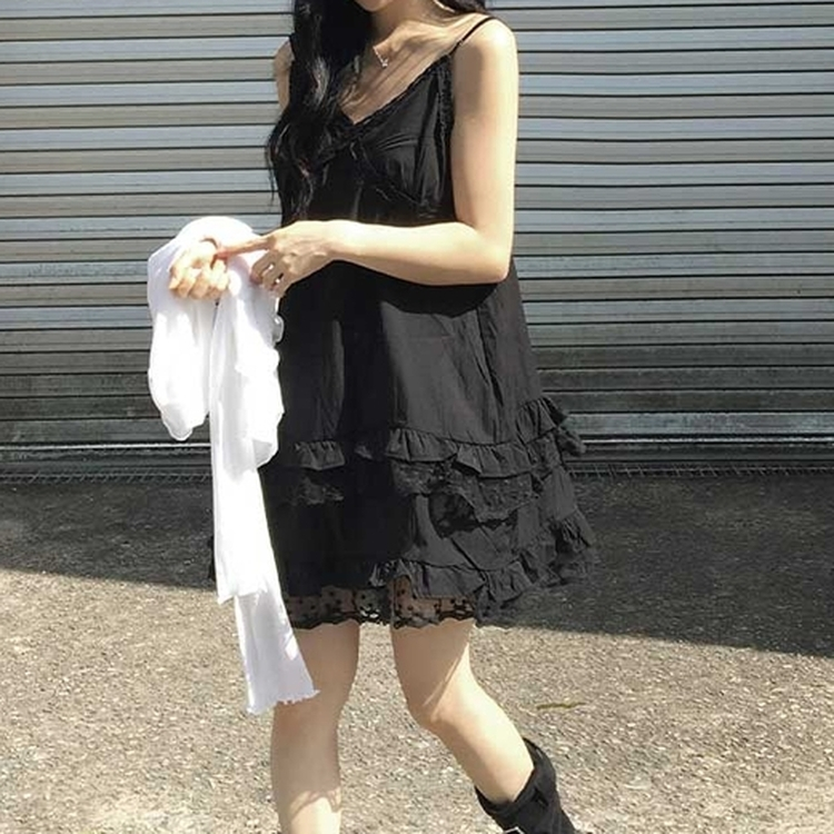 レイヤードレースミニワンピース BLACK