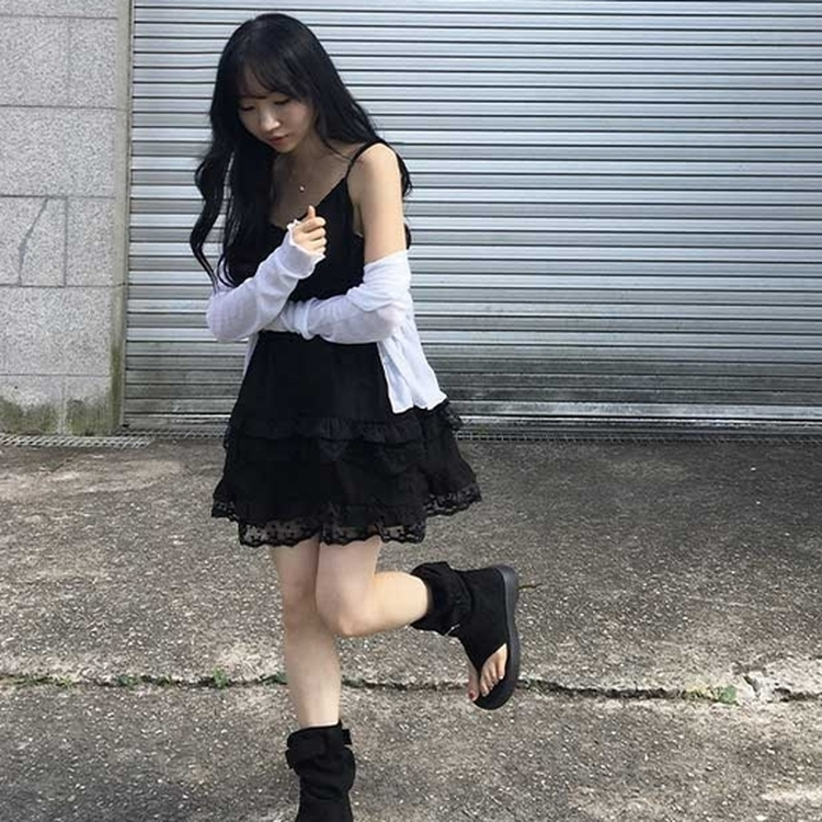 レイヤードレースミニワンピース BLACK