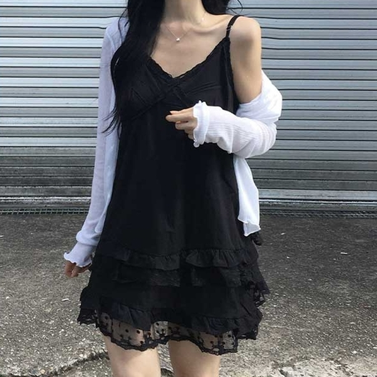 レイヤードレースミニワンピース BLACK