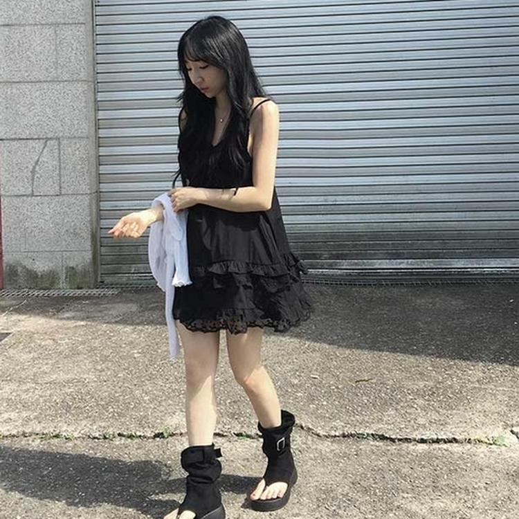 レイヤードレースミニワンピース BLACK