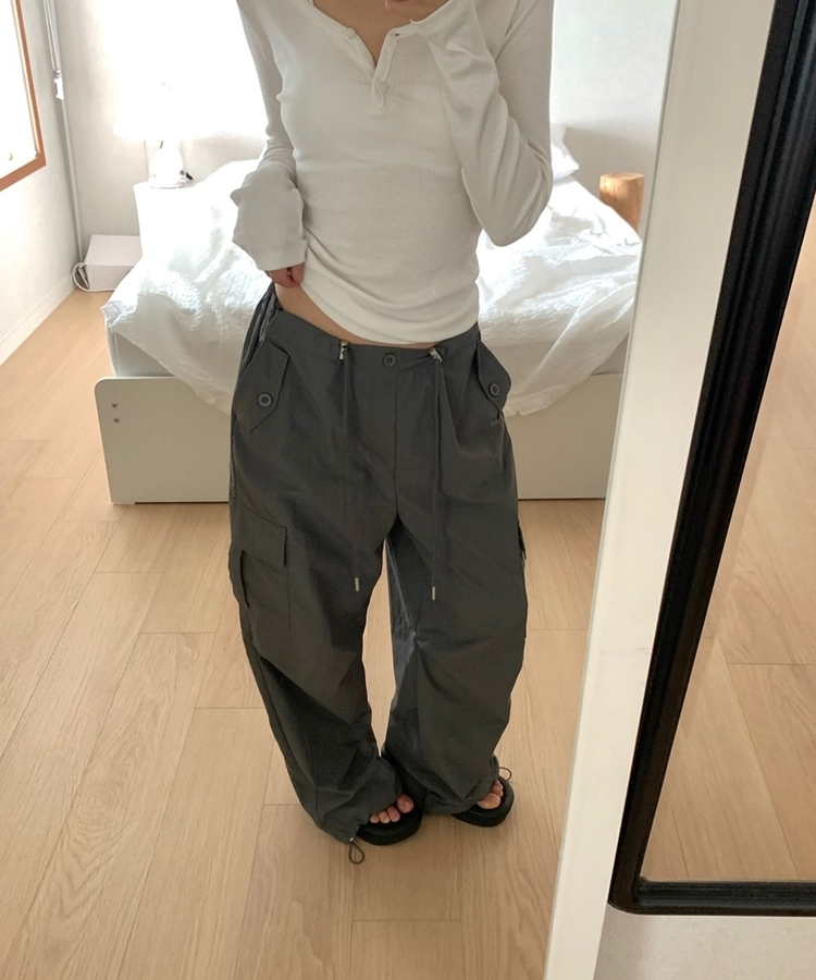 ストッパーナイロンカーゴワイドパンツ CHARCOAL