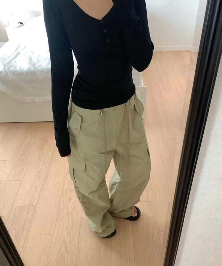 ストッパーナイロンカーゴワイドパンツ LIGHT KHAKI