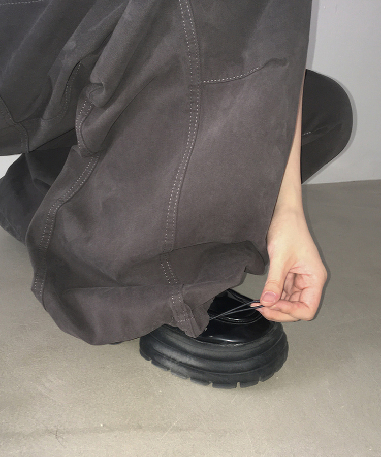 ボタンダブルピンタックワイドパンツ CHARCOAL