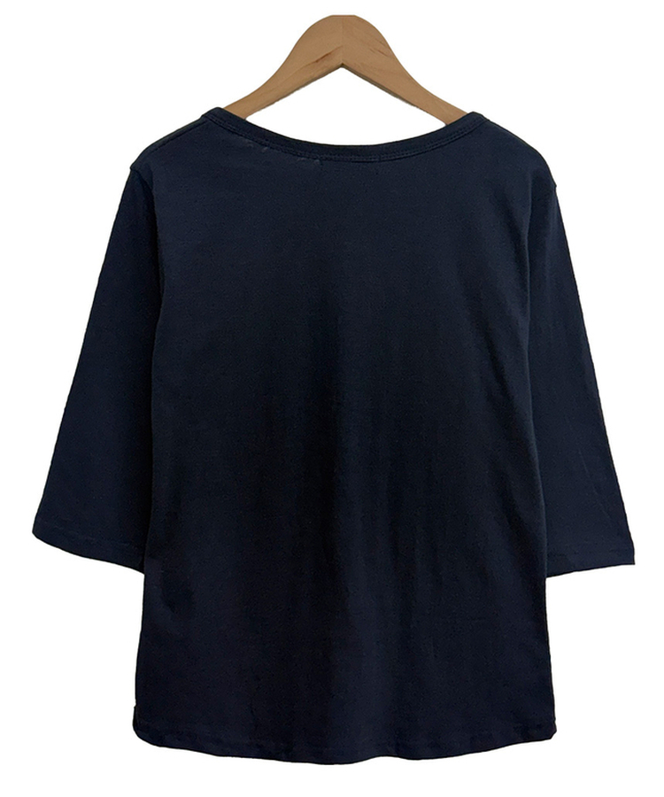 ヘンリーネックボタンツーポケット七分袖Tシャツ
