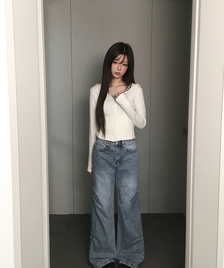 ポケットジップアップフードトレーナー(6color) CREAM