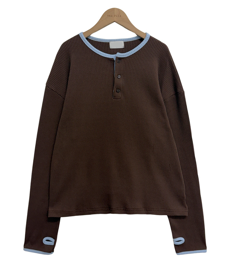ヘンリーネックオーバーサイズニットTシャツ