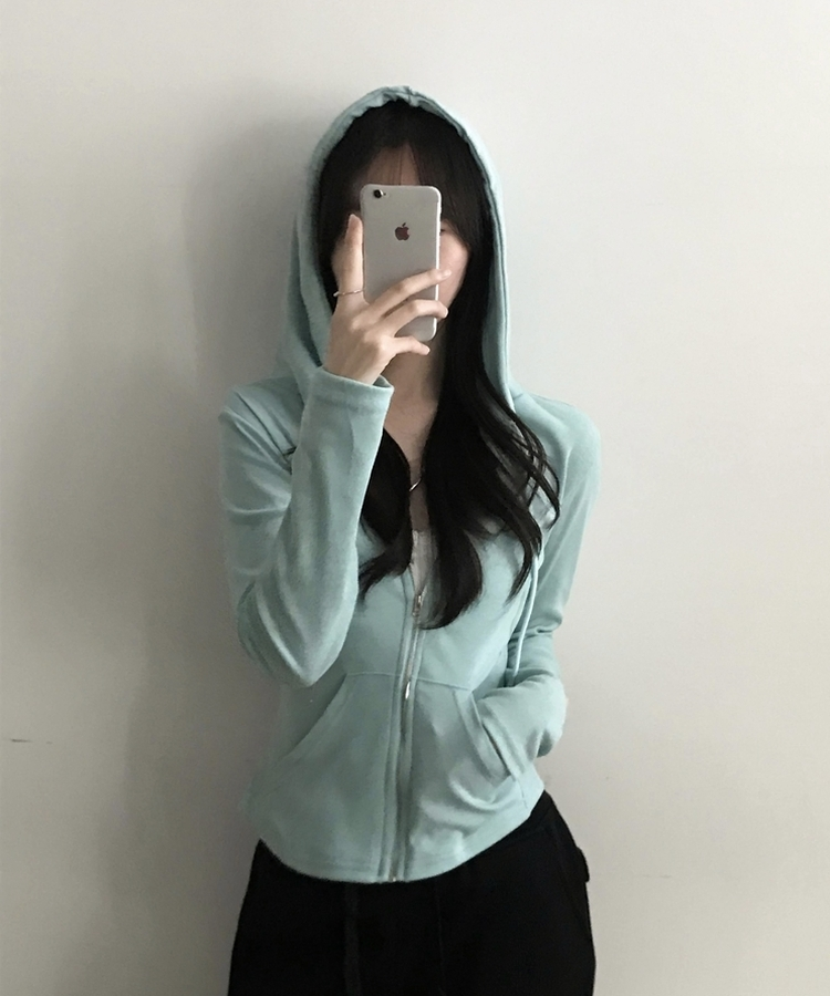 スリムジップアップフードトレーナー(7color) MINT
