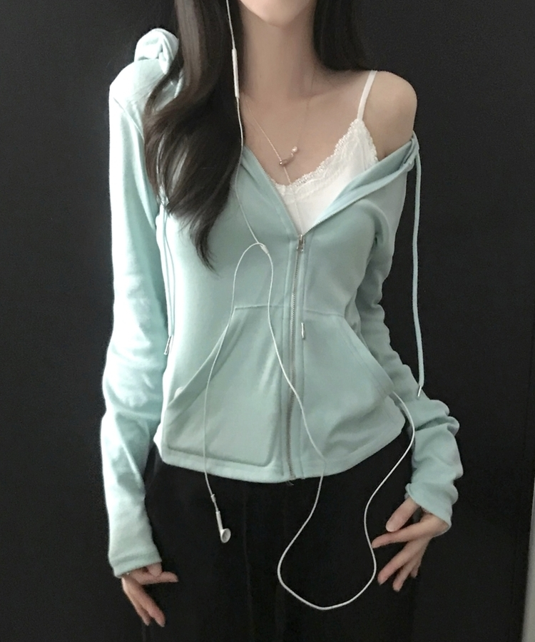 スリムジップアップフードトレーナー(7color) MINT